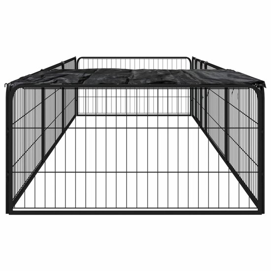 Hondenkennel 8 panelen 100x50 cm gepoedercoat staal zwart 3