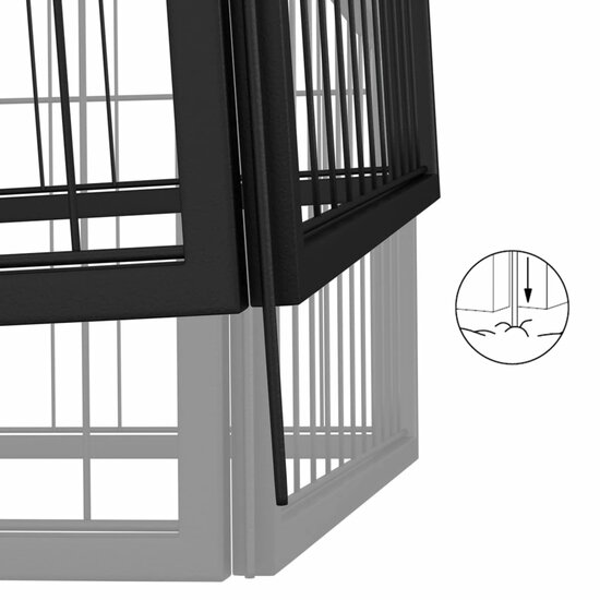 Hondenkennel 8 panelen 100x50 cm gepoedercoat staal zwart 5