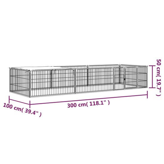 Hondenkennel 8 panelen 100x50 cm gepoedercoat staal zwart 6