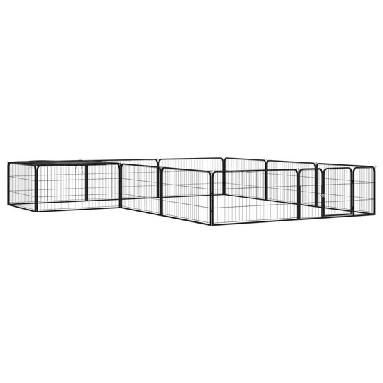 Hondenkennel 12 panelen 100x50 cm gepoedercoat staal zwart 1