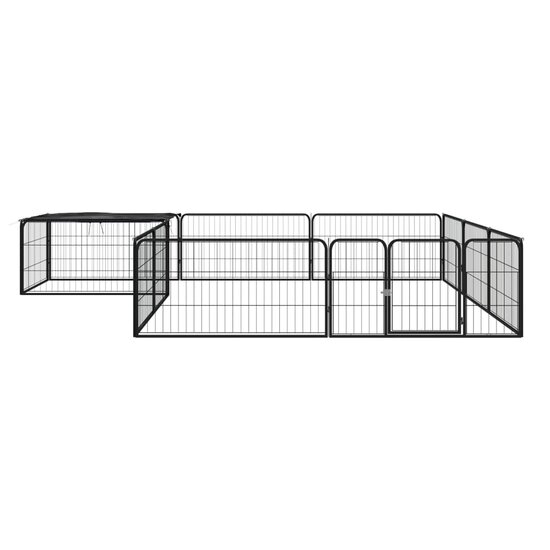 Hondenkennel 12 panelen 100x50 cm gepoedercoat staal zwart 2