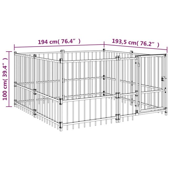 Hondenkennel voor buiten 3,75 m&sup2; staal 6