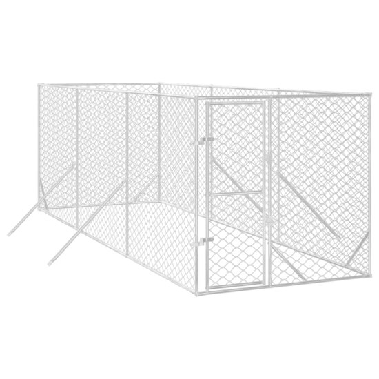 Hondenkennel voor buiten 2x6x2 m gegalvaniseerd staal zilver 3