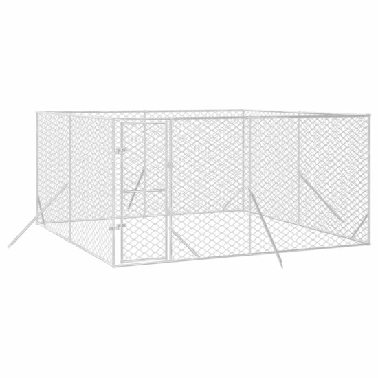 Hondenkennel voor buiten 4x4x2 m gegalvaniseerd staal zilver 3