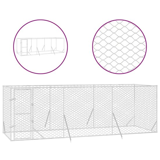 Hondenkennel voor buiten 6x2x2 m gegalvaniseerd staal zilver 2