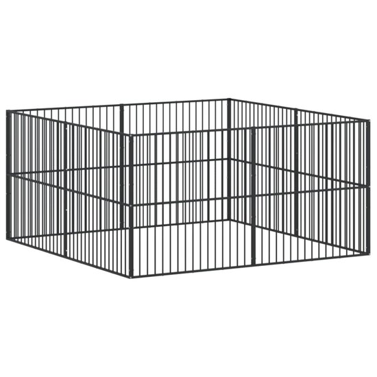 Hondenkennel 8 panelen gepoedercoat staal zwart 2