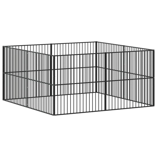 Hondenkennel 8 panelen gepoedercoat staal zwart 6