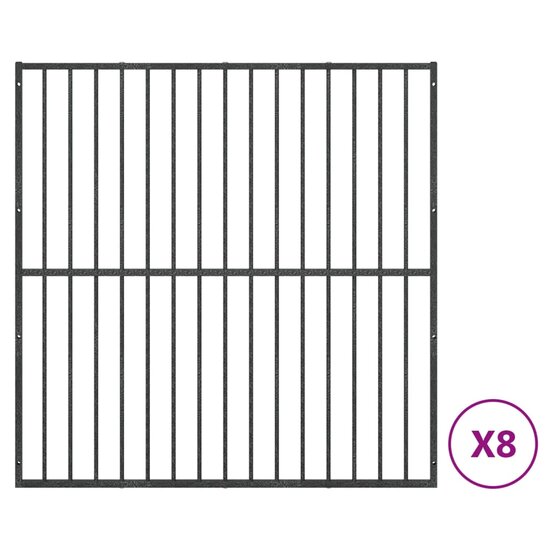 Hondenkennel 8 panelen gepoedercoat staal zwart 9