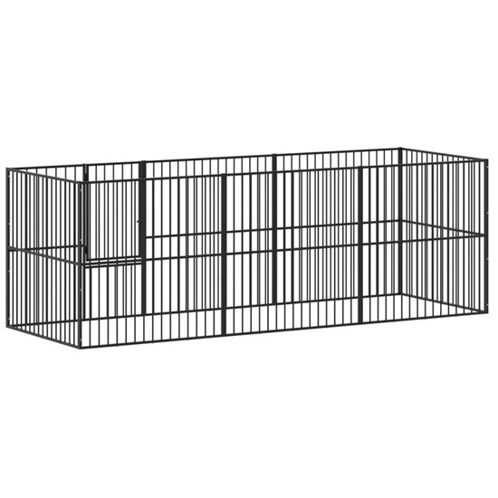 Hondenkennel 8 panelen gepoedercoat staal zwart 6