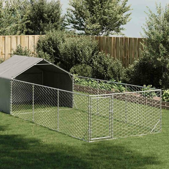 Hondenkennel met ren 6x2x1,5 m gegalvaniseerd staal 1