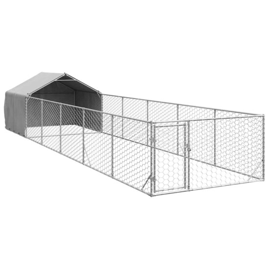 Hondenkennel met ren 8x2x1,5 m gegalvaniseerd staal 2