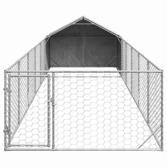 Hondenkennel met ren 8x2x1,5 m gegalvaniseerd staal 3