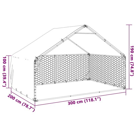 Hondenkennel buiten met deksel 3x2x1,9 m gegalvaniseerd staal 7