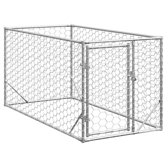 Hondenkennel voor buiten met deur 2x1x1 m gegalvaniseerd staal 1