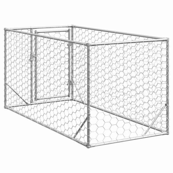 Hondenkennel voor buiten met deur 2x1x1 m gegalvaniseerd staal 5