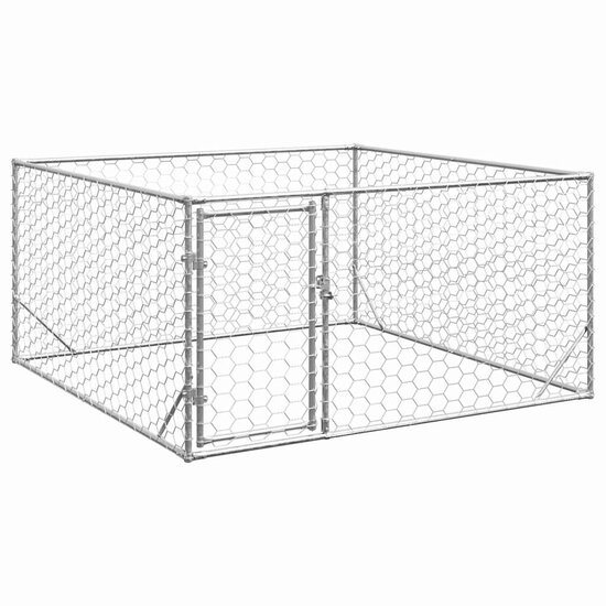 Hondenkennel voor buiten met deur 2x2x1 m gegalvaniseerd staal 1