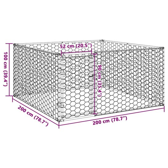 Hondenkennel voor buiten met deur 2x2x1 m gegalvaniseerd staal 8