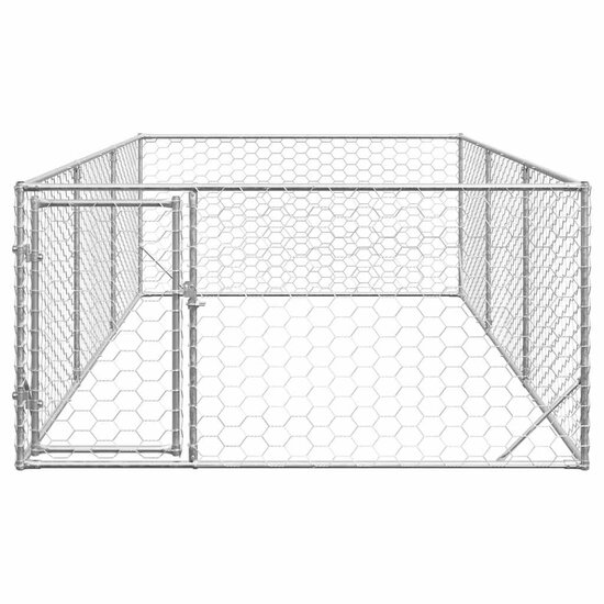 Hondenkennel voor buiten met deur 2x4x1 m gegalvaniseerd staal 3