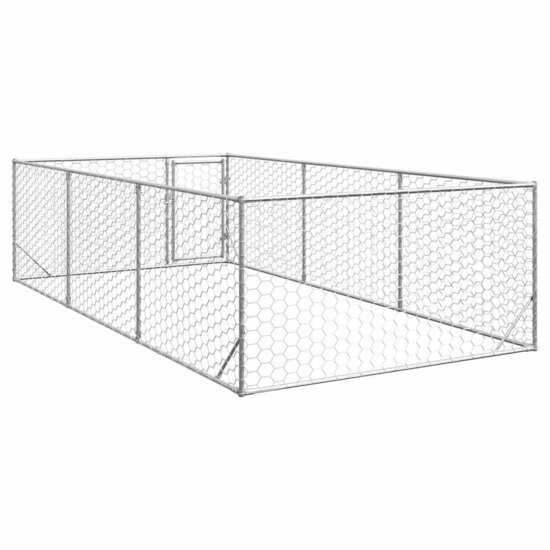 Hondenkennel voor buiten met deur 2x4x1 m gegalvaniseerd staal 5