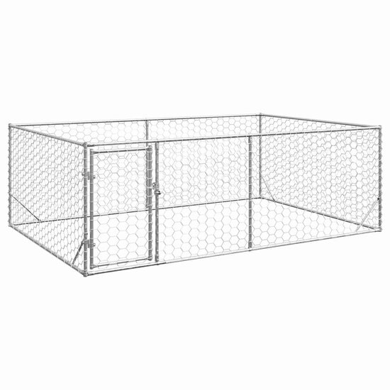 Hondenkennel voor buiten met deur 3x2x1 m gegalvaniseerd staal 1