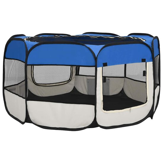 Hondenren inklapbaar met draagtas 125x125x61 cm blauw 6