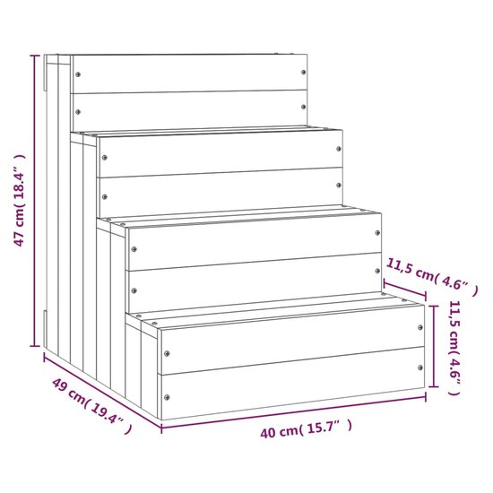 Huisdierentrap 40x49x47 cm massief grenenhout 7