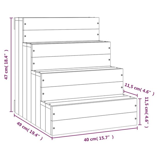 Huisdierentrap 40x49x47 cm massief grenenhout grijs 7