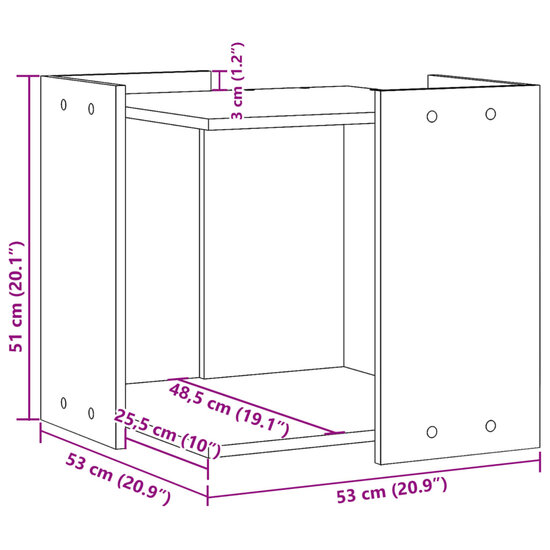 Kattenbakkast 53x53x51 cm bewerkt hout wit 9