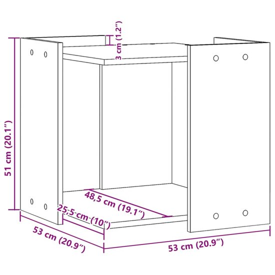 Kattenbakkast 53x53x51 cm bewerkt hout sonoma eikenkleurig 9