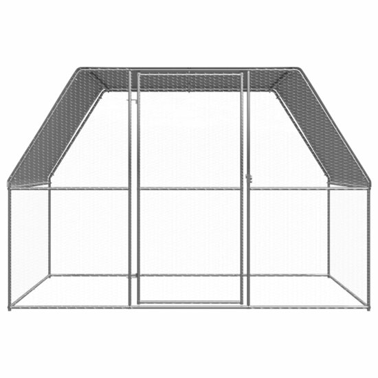 Kippenkooi 3x2x2 m gegalvaniseerd staal zilverkleurig en grijs 2