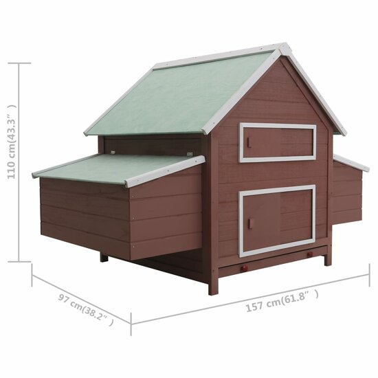 Kippenhok 157x97x110 cm hout bruin 6