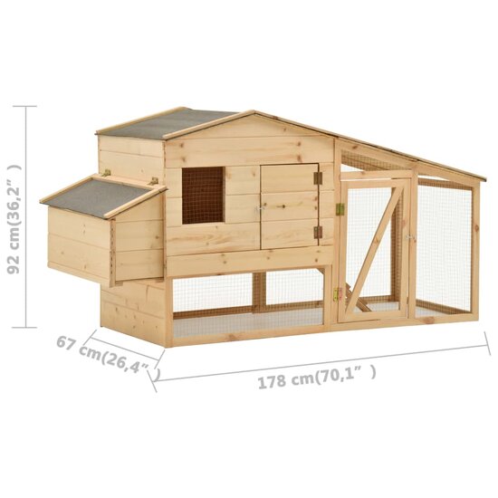 Kippenhok 178x67x92 cm massief grenenhout   7