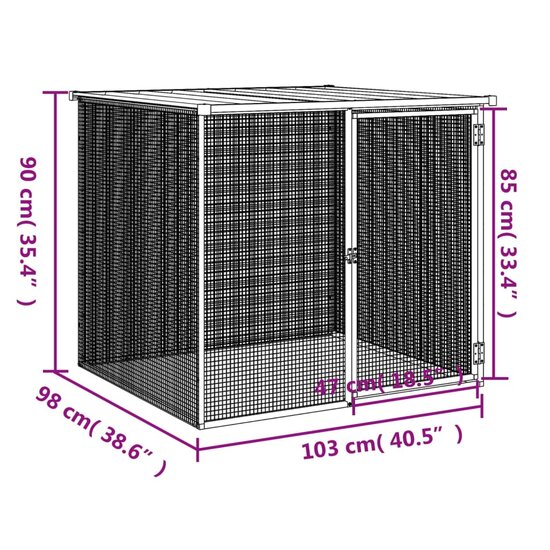 Kippenhok met dak 103x98x90 cm gegalvaniseerd staal antraciet 5