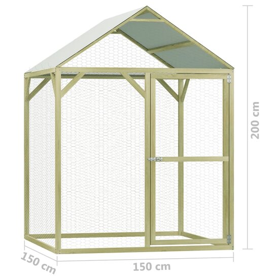 Kippenhok 1,5x1,5x2 m ge&iuml;mpregneerd grenenhout 7