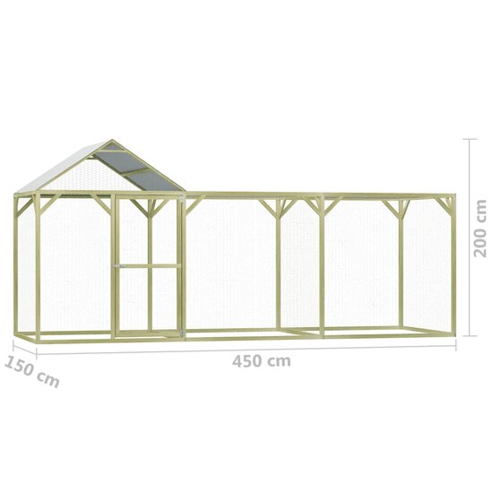 Kippenhok 4,5x1,5x2 m ge&iuml;mpregneerd grenenhout 7