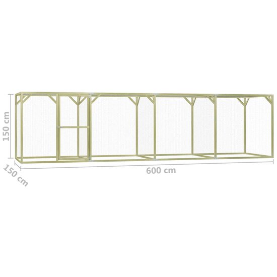 Kippenhok 1,5x6x1,5 m ge&iuml;mpregneerd grenenhout 6