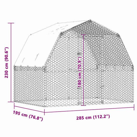 Kippenhokken met dak en deur gegalvaniseerd staal zilverkleurig 8