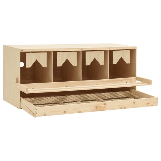 Kippenlegkast 4 compartimenten 106x40x45 cm massief grenenhout 5