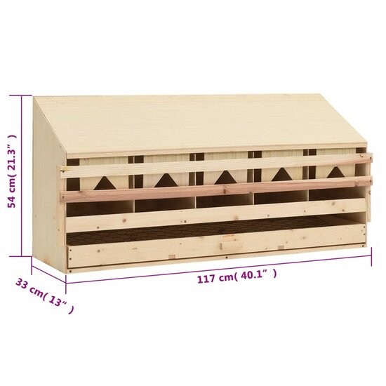 Kippenlegkast 5 compartimenten 117x33x54 cm massief grenenhout 7