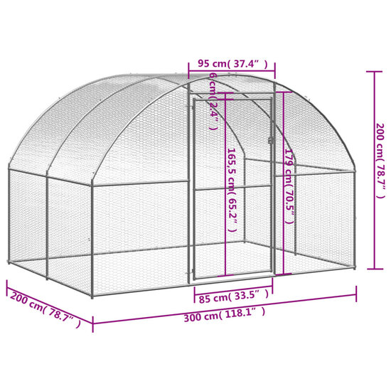 Kippenren 3x2x2 m gegalvaniseerd staal 4