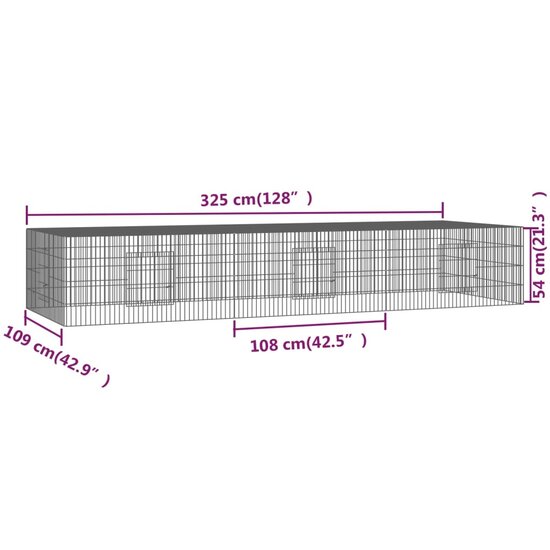 Konijnenkooi met 3 panelen 325x109x54 cm gegalvaniseerd ijzer 7