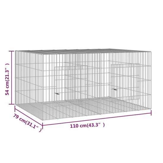 Konijnenkooi met 2 panelen 110x79x54 cm gegalvaniseerd ijzer 7