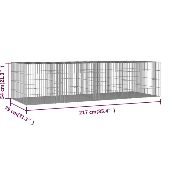 Konijnenkooi met 4 panelen 217x79x54 cm gegalvaniseerd ijzer 7