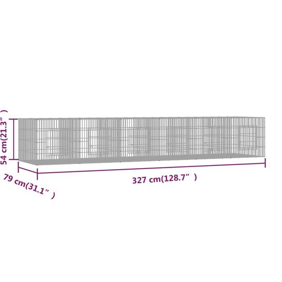 Konijnenkooi met 6 panelen 327x79x54 cm gegalvaniseerd ijzer 7