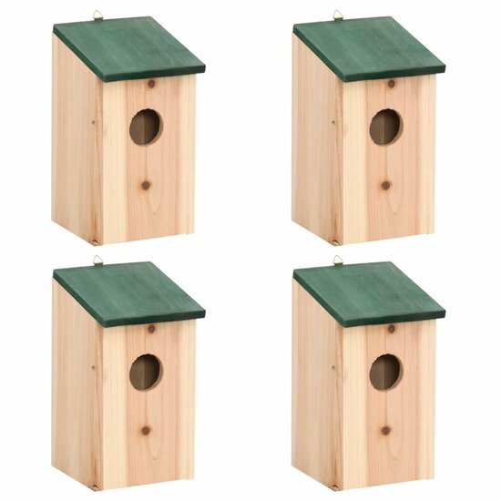 Vogelhuisjes 4 st 12x12x22 cm hout  1