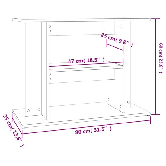 Aquariumstandaard 80x35x60 cm bewerkt hout wit 8