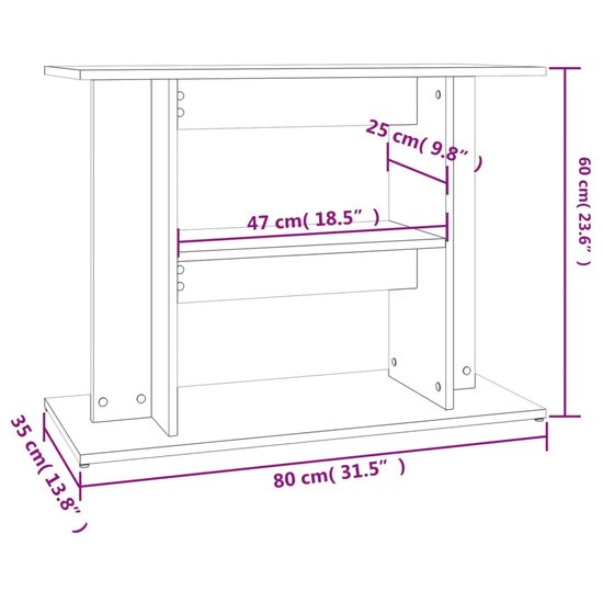 Aquariumstandaard 80x35x60 cm bewerkt hout zwart 8