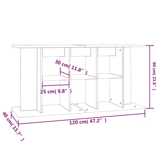 Aquariumstandaard 120x40x60 cm bewerkt hout grijs sonoma 8