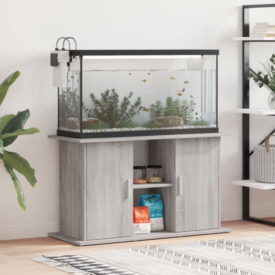 Aquariumstandaard 101x41x58 cm bewerkt hout grijs sonoma eiken 1