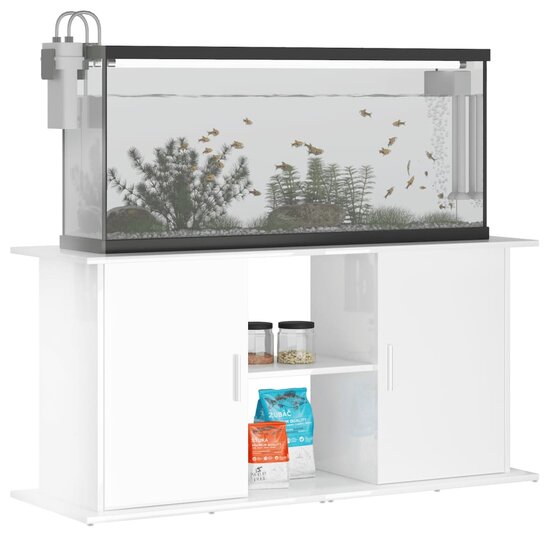 Aquariumstandaard 121x41x58 cm bewerkt hout hoogglans wit 3